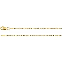 14k Yellow Gold 24 Inch Polished Bead Chain With Lobster Clasp Jewelry for Women
