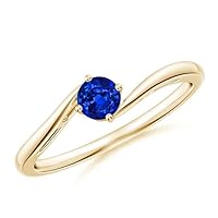 Blue Sapphire Solitaire Ring 925 Sterling Silver 18k Yellow Gold September Birthstone Gemstone Jewelry Wedding Engagement Women Birthday Gift