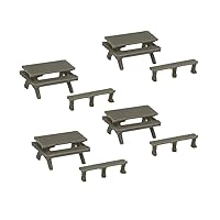 Railroad Scenery Park/Garden Picnic Table & Bench Set 1:87 HO Scale