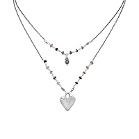 Add Some Artistic Designer Allure To Your Collection Graduated Double Strand Love Heart Drop Necklace Jewelry for Women