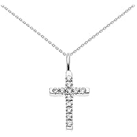 Religious Jewelry by FDJ Beautiful Dainty Tiny 14k White Gold Diamond Cross Charm Pendant Necklace