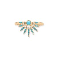 14k Gold Plated 925 Sterling Silver Simulated Turquoise and CZ Spike Ring 3mm 1 1.2mm Turquoise1 1.2mm W Jewelry for Women - Ring Size Options: 6 7 8 9