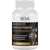 Blocker Ayurvedic Hair Nutrients Vitamins | Plant Based Gluten Free DHT Blocker | Biotin, Omega-3 & Flaxseeds | Controls Hair Fall & Stimulates Follicles | 100% Veg | 60 Capsules