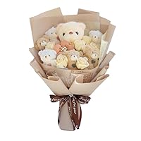 Cute Bear Bouquet - Handmade Plush Bear Bouquet with Cute Soap Flower for Any Occasions, Birthday, Bridal Shower, Graduation etc. (6 Little Bears)