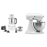 KitchenAid 13-Cup Food Processor, White & K45SSWH Stand Mixer, 4.5 Q, White