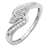 Dazzlingrock Collection 0.50 Carat (ctw) 18k Gold Round Diamond Ladies Swirl Engagement 3 Stone Bridal Ring 1/2 CT