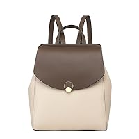 Leather Backpack for Women - Elegant Ladies Genuine Leather Backpack Purse Shoulder Bag Handbag (Beige)