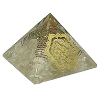 Orgonite Pyramid Clear Quartz Stone Lotus Flower of Life Negative Energy Protection Healing Crystal Gemstone Orgone Pyramid Yoga Meditation 65-75 MM