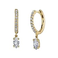 ANGEL SALES 2.00 Ctw Marquise Cut Diamond Solitaire Drop & Dangle Earrings For Girls & Women's 14K Yellow Gold Finish, White