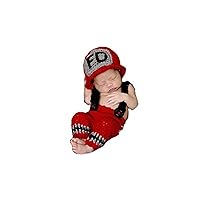 Newborn Baby Girl/Boy Crochet Knit Costume Photography Prop Hats and Outfits (Firefighter 1)