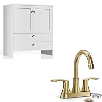 phiestina White 30 inch Bathroom Vanity with Sink and 4 inch centerset Bathroom Faucet Bundle