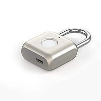 Smart Fingerprint Door Lock Padlock USB Charging Keyless Anti Theft Travel Luggage Drawer Safety Lock Metal (Color : Gray)