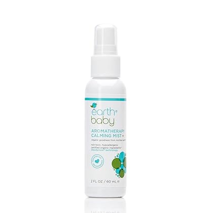 Earth Baby Aromatherapy Calming Mist+, Hypoallergenic for Sensitive Skin, Natural and Organic, For Babies Toddlers and Kids, 2.0 Fl Oz