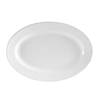 CAC China RCN-33 Clinton Rolled Edge 7-Inch by 4-1/2-Inch Super White Porcelain Oval Platter, Box of 36