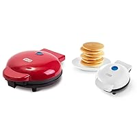 DASH 8” Express Electric Round Griddle - Red & Mini Maker Electric Round Griddle for Individual Pancakes, Cookies, Eggs & other on the go Breakfast, Lunch & Snacks - White
