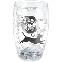 Pavilion - It's Not Drinking Alone If The Dog Is Home - 14 oz Double Walled Drinking Glass K-9 Puppy Doggy Rescue Adoption Dog Mom Dad Gift Present