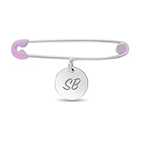 925 Sterling Silver Pink Glittered Enamel It's A Girl Safety Pin Brooch for Baby Girls & Toddlers - Safety Pins for A Baby's Going Home Outfits & Blankets - Babies Safety Pins Brooches