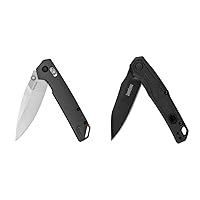 Kershaw Iridium Folding Pocket Knife, 3.4 inch D2 Steel Blade & Appa Folding Tactical Pocket Knife, SpeedSafe Opening, 2.75 inch Black Blade and Handle, Small, Lightweight Every Day Carry