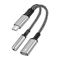 USB C to 3.5mm Audio Adapter and Charger, USB c to 3.5mm Headphone and Charger Dongle Jack AUX Android Phone USB Auxiliary Cord Aux Adapter for Android Dongle USBC to Audio Headphone