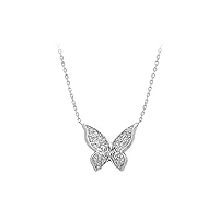 Diamond Stone Butterfly Necklace in 14K Gold