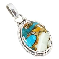 925 Sterling Silver Pendant for Women Oyster Copper Turquoise Handmade Silver jewelry Gift for Women Black Friday sale (P-229)