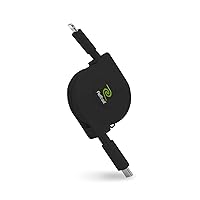 ReTrak Premier Series Retractable Lightning to USB-C Charge and Sync Cable, 18W High Speed Charging Lightning to Type C Charger for iPhone 13s, AirPods Pro, 2.6ft, Black, 2.6 Feet (ETLTCBLK)