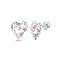 10K Two-tone Gold Diamond Heart Earrings 1/6 Ctw.