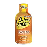 5 Hour Energy Extra Strength Drink Shot, Peach/Mango, (Pack of 4)