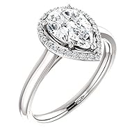 Cubic Zirconia Pear Shape 925 Sterling Silver Ring (Ring Size: 8)