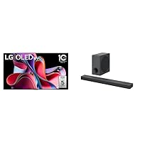 LG G3 Series 55-Inch Class OLED evo 4K Processor Smart Flat Screen TV for Gaming OLED55G3PUA, 2023 S80QY 3.1.3ch Sound bar with Center Up-Firing, Dolby Atmos DTS:X, Black