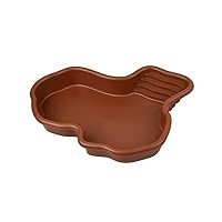 Flushbay Extra Large Reptile Bathing Pool Reptile Feeding Dish Water Bowl with Ramp Aquarium Ornament for Gecko, Snake, Turtle, Bearded Dragon, Lizard Bath (Brown)