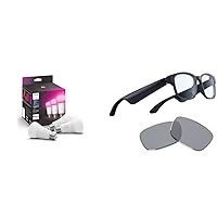 Hue Smart 60W A19 LED Bulb - White and Color Ambiance Color-Changing Light - 3 Pack - 800LM - E26 & Razer Anzu Smart Glasses: Blue Light Filtering & Polarized Sunglass Lenses Low Latency Audio