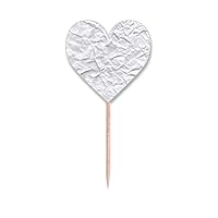 White Irregular Puckers Elegent Pattern Toothpick Flags Heart Lable Cupcake Picks
