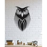 LaModaHome Owl Designed Wall Decorative Metal Wall Art Black Wall Décor,Living Room, Bedroom, Kitchen, Bathroom Interior Decoration, Wall Hanging