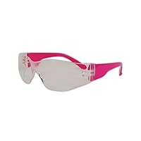 MAGID Y10 Gemstone Myst Colored Temple Protective Eyewear with High Viz Pink with Clear Lens (One Pair)