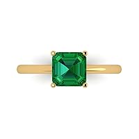 Clara Pucci 1.50 carat Asscher Cut Solitaire Simulated Emerald Proposal Wedding Bridal Anniversary Ring 18K Yellow Gold