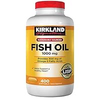 Kirkland Sig Nature Fish Oil 1000mg Per Serving, 1-Pack of 400 Softgels
