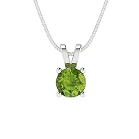 0.55ct Round Cut Genuine Natural Pure Green Peridot Gem Solitaire Pendant Necklace With 18