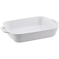 Staub 40508-589 Rectangular Dish, White, 7.9 x 6.3 inches (20 x 16 cm), Ceramic Gratin Dish, Oven, Microwave Safe