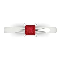 Clara Pucci 0.50 carat Princess Cut Solitaire Simulated Ruby Proposal Wedding Bridal Anniversary Ring 18K White Gold