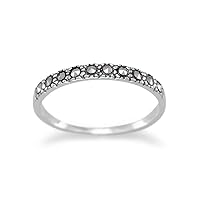 Thin 925 Sterling Silver Band Ring Marcasite Has 10 Marcasite Across Top Of Band 2mm Wide Jewelry for Women - Ring Size Options Range: L to R