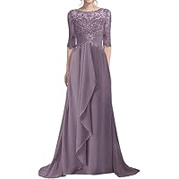 Mother of The Bride Dresses Lace Ruffles Wedding Guest Dresses for Women Long Chiffon Mother of The Groom Dresses