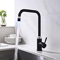 Kitchen Sink Tap for Bar Farmhouse Commercial, Black Kitchen Faucet, LED Sink Kitchen Faucet Sink Tap, Mounted Deck Bathroom Mounted Hot and Cold Water Mixer