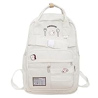 Cute Backpack for Women, Kawaii Y2K Bag with Cute Pendant Harajuku Hiking Travel Aesthetic Rusksack (white)