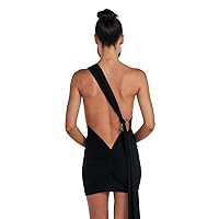 Women Sexy Backless Dress Bodycon Sleeveless Open Back Ruched Mini Dress Going Out Elegant Party Cocktail Dresses