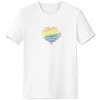 Rainbow Heart Love LGBT Wordcloud T-Shirt Workwear Pocket Short Sleeve Sport Clothing