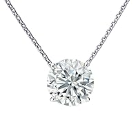 The Diamond Deal .25-1.00 Carat Round Shape Brilliant Solitaire Lab-Grown Diamond Solitaire Floating Pendant Necklace For Women Girls | 14k Yellow or White or Rose/Pink Gold With 18