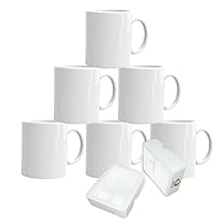 Set of 6 Sublimation Blanks Dishwasher White Ceramic Coffee Mugs 11oz Blank Ceramic Classic Drinking Cup Mug For Milk Tea Cola Water