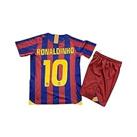 Ronaldinho#10 Retro Kids Jersey 2005-2006 RED&Blue Color