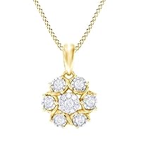 1.50Ct Round Cut Lab Created Flower Pendant Necklace in 14K Yellow Gold Plated Silver By Elegantbalaji